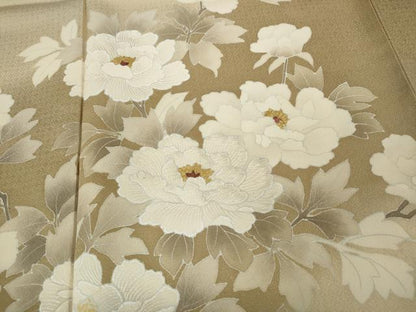 平和屋着物●訪問着　刺繍　草花文　暈し染め　金彩　正絹　逸品　CABD0365ut