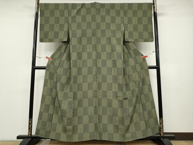 平和屋着物●上質な小紋　変わり市松　正絹　逸品　CABD0368ut