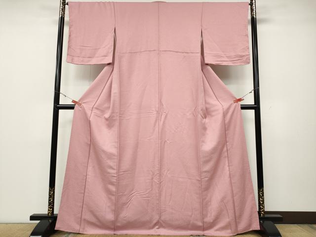 平和屋着物●上質な色無地　霞地紋　紅梅色　正絹　逸品　CABD0371ut