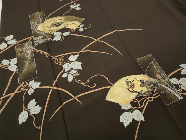 平和屋着物●訪問着　竹屋町刺繍　地紙短冊枝花文　金彩　さが美扱い　正絹　逸品　CABD0375ut