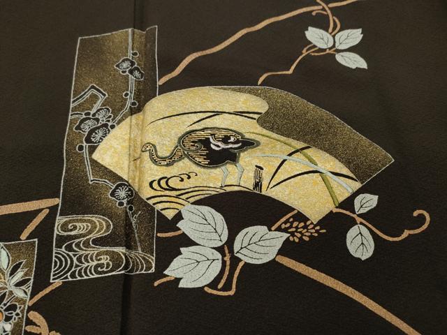 平和屋着物●訪問着　竹屋町刺繍　地紙短冊枝花文　金彩　さが美扱い　正絹　逸品　CABD0375ut