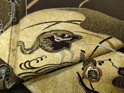 平和屋着物●訪問着　竹屋町刺繍　地紙短冊枝花文　金彩　さが美扱い　正絹　逸品　CABD0375ut