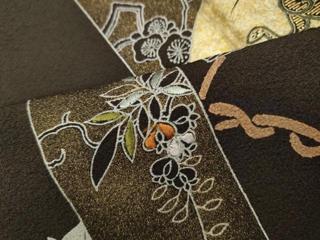 平和屋着物●訪問着　竹屋町刺繍　地紙短冊枝花文　金彩　さが美扱い　正絹　逸品　CABD0375ut