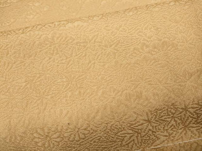 平和屋着物●上質な色無地　草花地紋　杏色　三越扱い　正絹　逸品　CABD0377ut