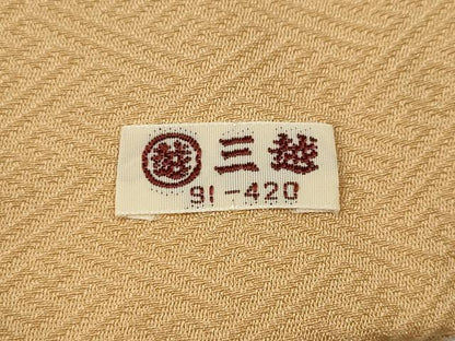 平和屋着物●上質な色無地　草花地紋　杏色　三越扱い　正絹　逸品　CABD0377ut