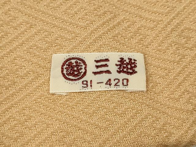 平和屋着物●上質な色無地　草花地紋　杏色　三越扱い　正絹　逸品　CABD0377ut