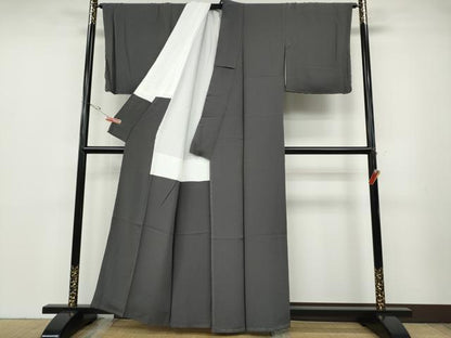 平和屋着物●ファッションデザイナー　HIROKO KOSHINO　コシノヒロコ 　色無地　霞地紋　紫鼠色　正絹　逸品　未使用　CABD0382ut