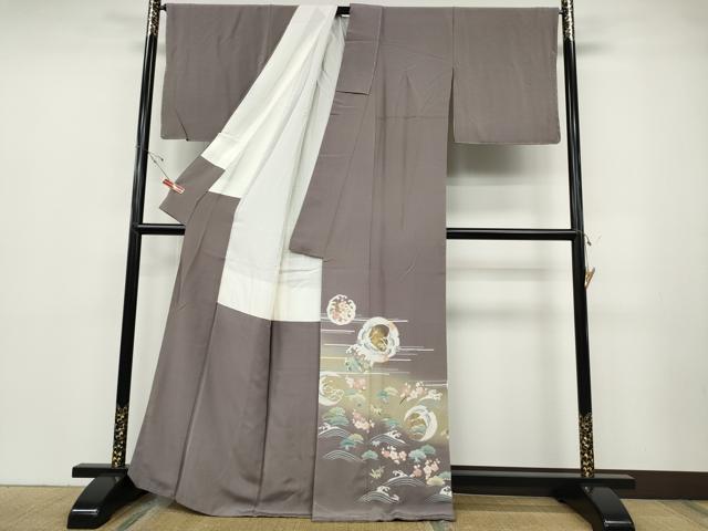 平和屋着物●豪華色留袖　作家物　駒刺繍　飛鶴立波松竹梅文　暈し染め　金彩　正絹　逸品　未使用　CABD0384ut