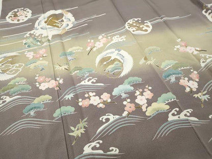 平和屋着物●豪華色留袖　作家物　駒刺繍　飛鶴立波松竹梅文　暈し染め　金彩　正絹　逸品　未使用　CABD0384ut