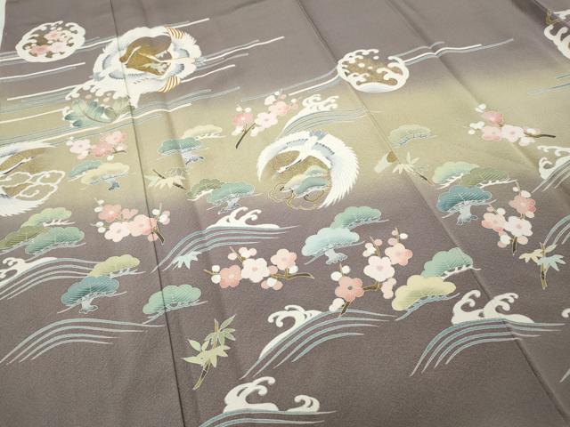 平和屋着物●豪華色留袖　作家物　駒刺繍　飛鶴立波松竹梅文　暈し染め　金彩　正絹　逸品　未使用　CABD0384ut