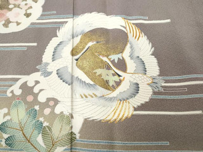 平和屋着物●豪華色留袖　作家物　駒刺繍　飛鶴立波松竹梅文　暈し染め　金彩　正絹　逸品　未使用　CABD0384ut