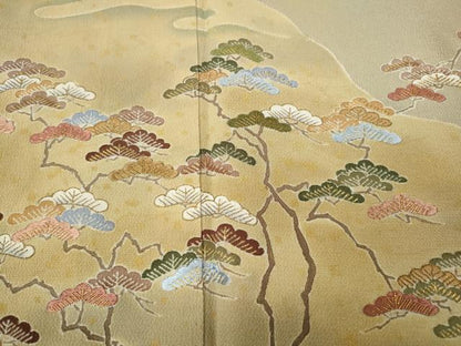 平和屋着物●千くさ染繍　色留袖　刺繍　道長松文　金彩　正絹　逸品　CABD0385ut