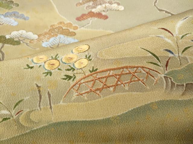 平和屋着物●千くさ染繍　色留袖　刺繍　道長松文　金彩　正絹　逸品　CABD0385ut