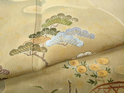 平和屋着物●千くさ染繍　色留袖　刺繍　道長松文　金彩　正絹　逸品　CABD0385ut