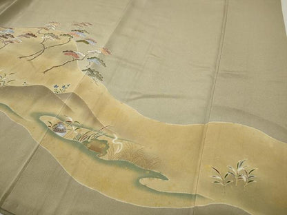 平和屋着物●千くさ染繍　色留袖　刺繍　道長松文　金彩　正絹　逸品　CABD0385ut