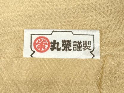 平和屋着物●上質な色無地　風花　特殊堅牢染　舞葉地紋　蜂蜜色　反端付き　正絹　逸品　CABD0386ut