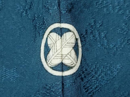 平和屋着物●上質な色無地　風景草木地紋　藍色　さが美扱い　正絹　逸品　CABD0387ut