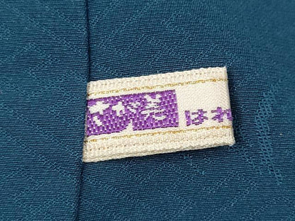 平和屋着物●上質な色無地　風景草木地紋　藍色　さが美扱い　正絹　逸品　CABD0387ut