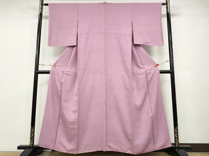 平和屋着物●上質な色無地　舞花地紋　桃花色　正絹　逸品　未使用　CABD0388ut