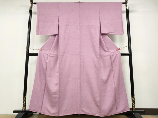 平和屋着物●上質な色無地　舞花地紋　桃花色　正絹　逸品　未使用　CABD0388ut