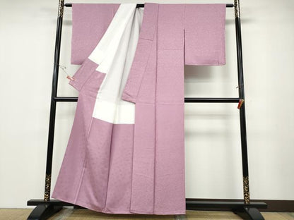 平和屋着物●上質な色無地　舞花地紋　桃花色　正絹　逸品　未使用　CABD0388ut