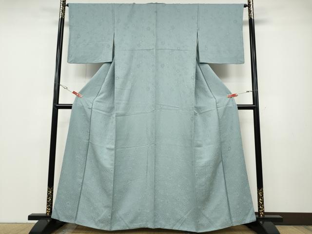 平和屋着物●上質な色無地　舞花地紋　水色　正絹　逸品　CABD0389ut