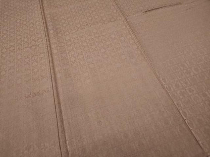 平和屋着物●世界的友禅作家　千地泰弘　色無地　千地天女　市松吉祥地紋　煎茶色　正絹　逸品　CABD0391ut