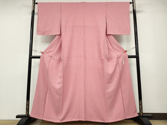 平和屋着物●上質な色無地　観世栄夫　花唐草地紋　桃色　正絹　逸品　未使用　CABD0392ut