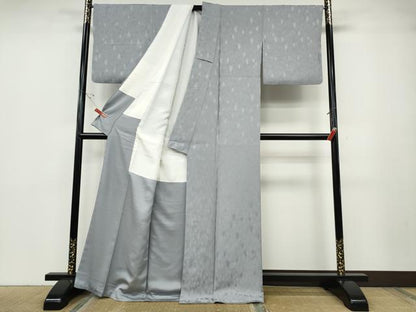 平和屋着物●上質な色無地　樹林地紋　暁鼠色　正絹　逸品　CABD0393ut