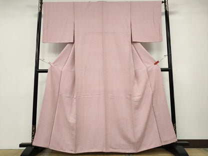 平和屋着物●上質な色無地　吉祥唐草地紋　鴇色　正絹　逸品　CABD0395ut