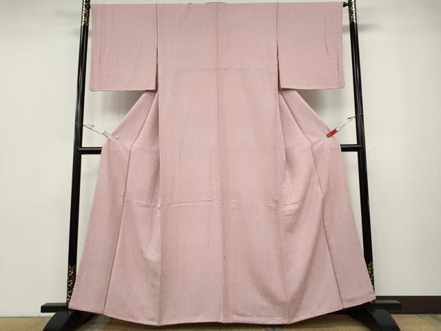 平和屋着物●上質な色無地　吉祥唐草地紋　鴇色　正絹　逸品　CABD0395ut