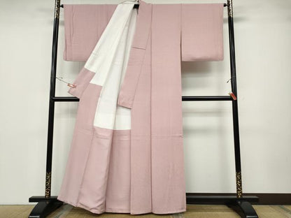 平和屋着物●上質な色無地　吉祥唐草地紋　鴇色　正絹　逸品　CABD0395ut
