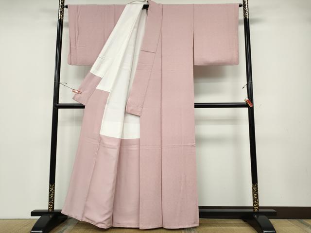 平和屋着物●上質な色無地　吉祥唐草地紋　鴇色　正絹　逸品　CABD0395ut
