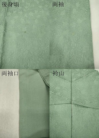 平和屋着物●上質な色無地　南天地紋　錆青磁色　正絹　逸品　CABD0398ut