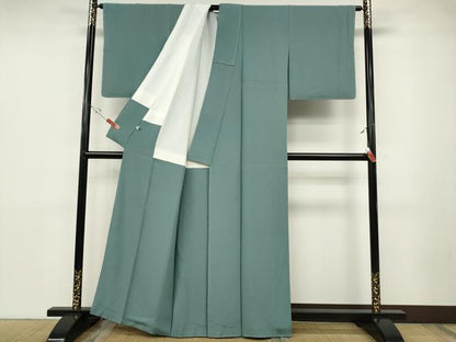 平和屋着物●上質な色無地　湊鼠色　正絹　逸品　未使用　CABD0399ut