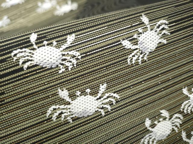 平和屋着物●伝統工芸士 時枝洋海 六通柄袋帯 蟹 金糸 正絹 逸品 CABD0404hy
