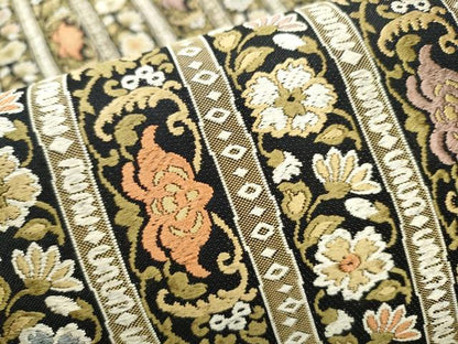 平和屋着物●六通柄袋帯 唐織 花唐草間道 正絹 逸品 CABD0405hy