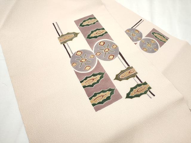 平和屋着物●九寸名古屋帯 幾何学文様 金彩 正絹 逸品 CABD0409hy