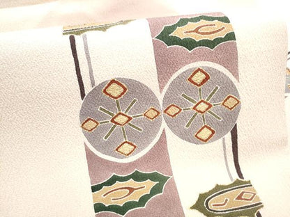 平和屋着物●九寸名古屋帯 幾何学文様 金彩 正絹 逸品 CABD0409hy