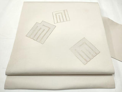 平和屋着物●塩瀬 九寸名古屋帯 刺繍 源氏香文 金糸 正絹 逸品 CABD0410hy