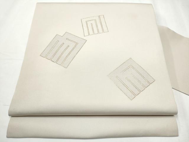 平和屋着物●塩瀬 九寸名古屋帯 刺繍 源氏香文 金糸 正絹 逸品 CABD0410hy