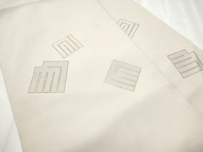 平和屋着物●塩瀬 九寸名古屋帯 刺繍 源氏香文 金糸 正絹 逸品 CABD0410hy