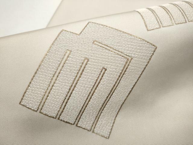 平和屋着物●塩瀬 九寸名古屋帯 刺繍 源氏香文 金糸 正絹 逸品 CABD0410hy