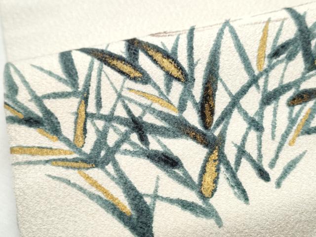 平和屋着物●京友禅作家 山科春宣 九寸名古屋帯 手描き 鴛鴦枝葉文 金彩 正絹 逸品 CABD0414hy