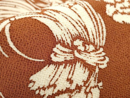 平和屋着物●九寸名古屋帯 型染め 稲 飛鳥文 鬼しぼ縮緬 正絹 逸品 CABD0419hy