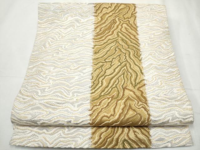 平和屋着物●本場筑前博多織 八寸名古屋帯 霞文 正絹 逸品 CABD0420hy