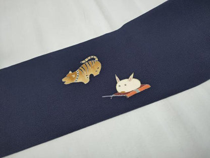 平和屋着物●九寸名古屋帯 十二支 金彩 鬼しぼ縮緬 正絹 逸品 CABD0423hy