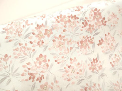 平和屋着物●塩瀬 九寸開き名古屋帯 手描き 枝花文 正絹 逸品 CABD0425hy