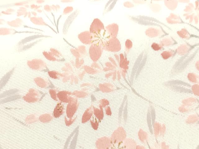 平和屋着物●塩瀬 九寸開き名古屋帯 手描き 枝花文 正絹 逸品 CABD0425hy