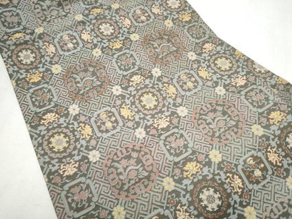 平和屋着物●全通柄 九寸名古屋帯 天井花文 正絹 逸品 CABD0426hy